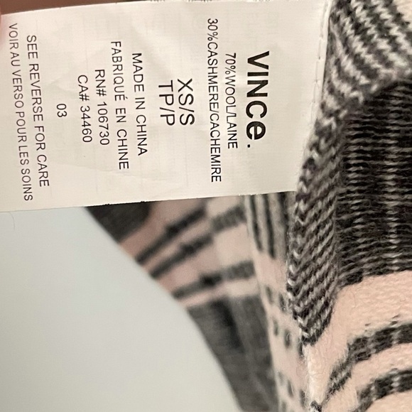 Vince Cashmere Wool blend Striped Hem Knit Poncho Cardigan cream stripe shawl - Picture 7 of 8